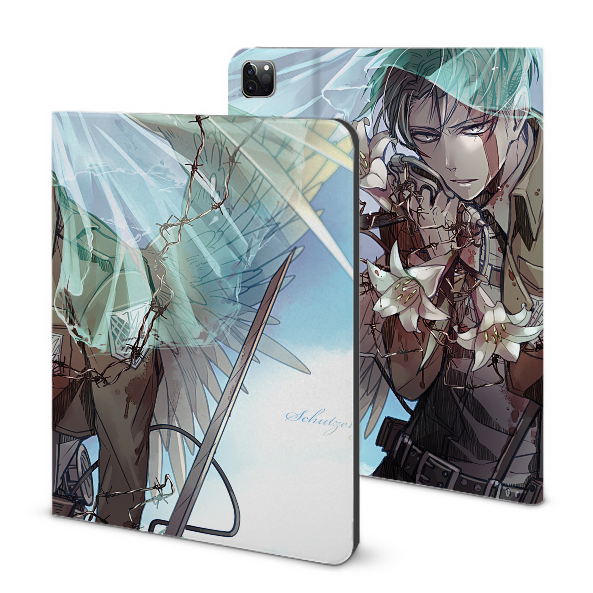 （画像用） 進撃の巨人 Attack on Titan IPad ケース ブック型 PUレザー TPU 耐衝撃 軽量 薄型 ペン収納なし 全面保護 IPad 各モデル対応